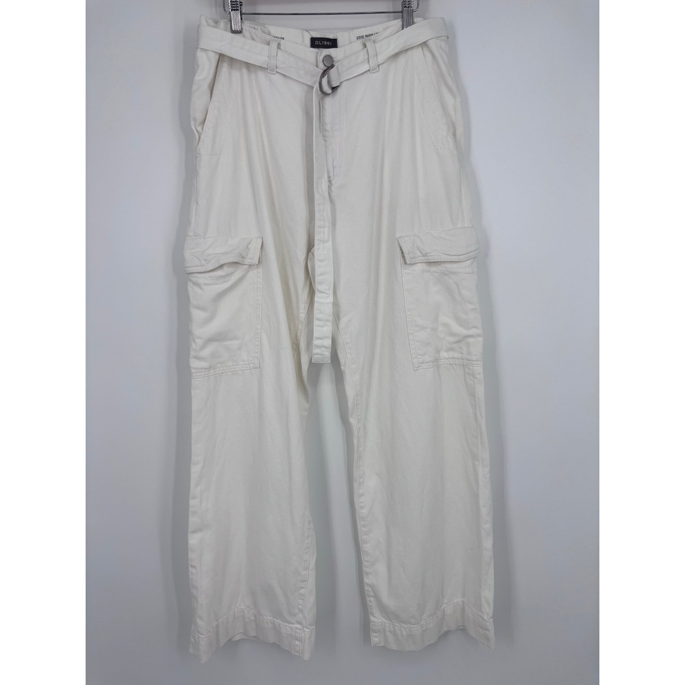 DL1961 Zoie Wide Leg Relaxed Vintage White Cargo Pants Womens 31 Utility Belted